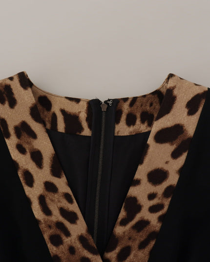 Dolce & Gabbana Black Leopard A-line Knee Length Dress