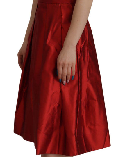 Dolce & Gabbana Red A-line Pleated Satin Silk Dress