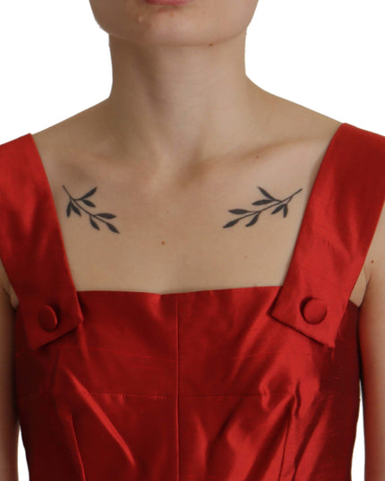 Dolce & Gabbana Red A-line Pleated Satin Silk Dress