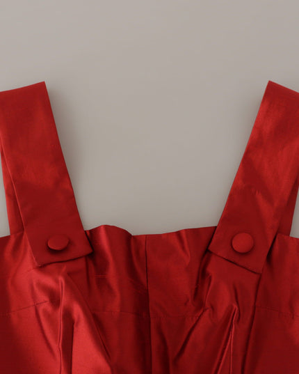Dolce & Gabbana Red A-line Pleated Satin Silk Dress