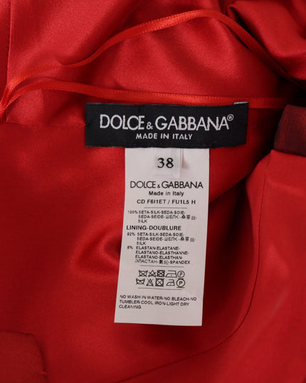Dolce & Gabbana Red A-line Pleated Satin Silk Dress