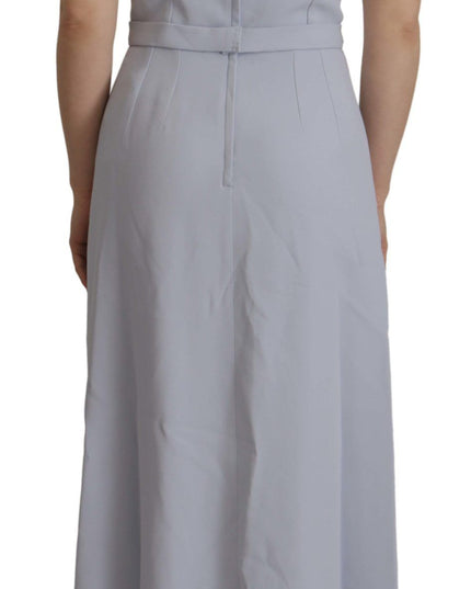 Dolce & Gabbana Blue Floral Applique Midi Viscose Dress