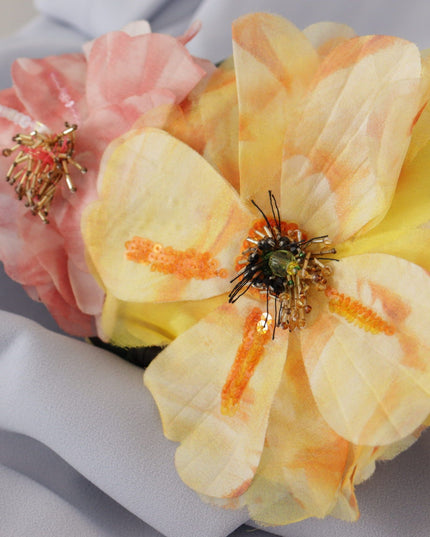 Dolce & Gabbana Blue Floral Applique Midi Viscose Dress