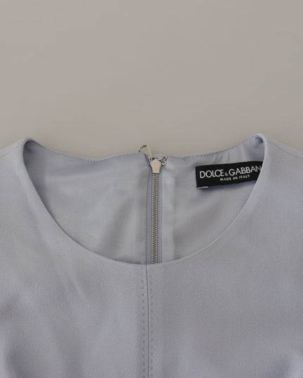 Dolce & Gabbana Blue Floral Applique Midi Viscose Dress