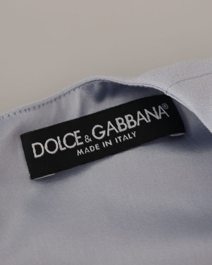 Dolce & Gabbana Blue Floral Applique Midi Viscose Dress