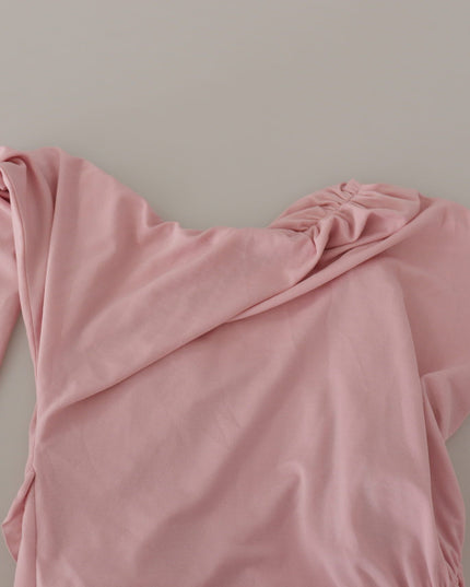 Dolce & Gabbana Pink Flower Embellished One Shoulder Dress