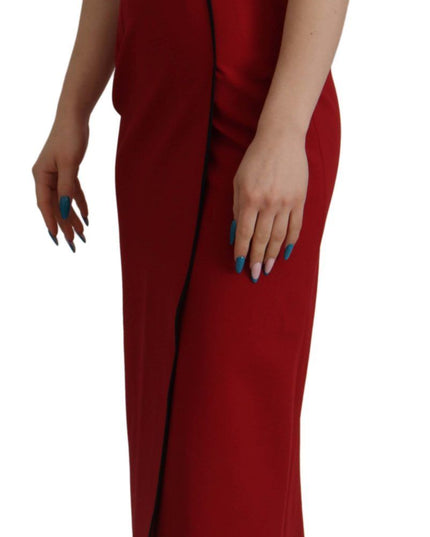 Dolce & Gabbana Red Sweetheart Neck Bodycon Midi Dress