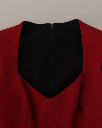 Dolce & Gabbana Red Sweetheart Neck Bodycon Midi Dress