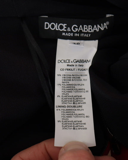 Dolce & Gabbana Red Sweetheart Neck Bodycon Midi Dress