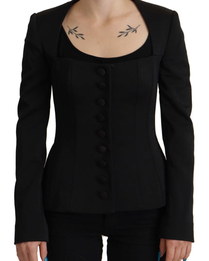 Dolce & Gabbana Black Slim Fit Long Sleeves Snap Jacket