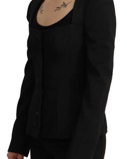 Dolce & Gabbana Black Slim Fit Long Sleeves Snap Jacket