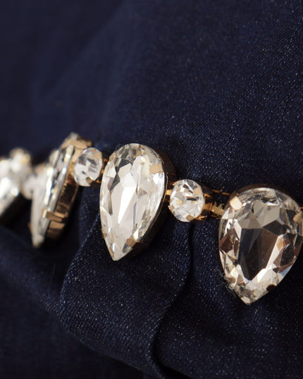 Dolce & Gabbana Blue Denim Crystal Embellish Cotton Jacket