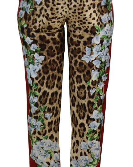 Dolce & Gabbana Multicolor Leopard Flora Printed Mid Waist Trouser Pants
