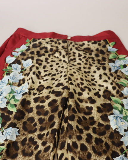 Dolce & Gabbana Multicolor Leopard Flora Printed Mid Waist Trouser Pants