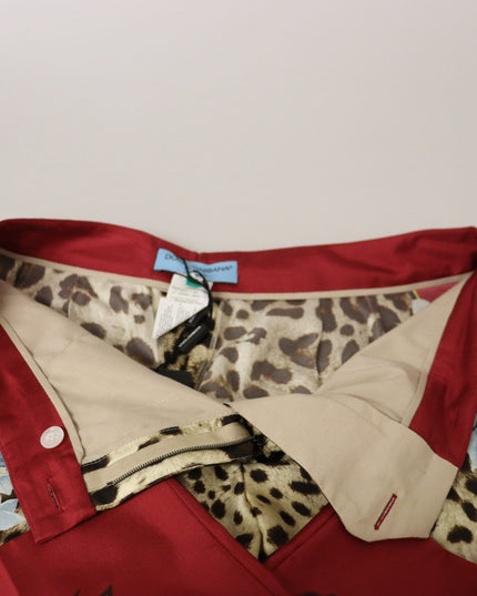 Dolce & Gabbana Multicolor Leopard Flora Printed Mid Waist Trouser Pants