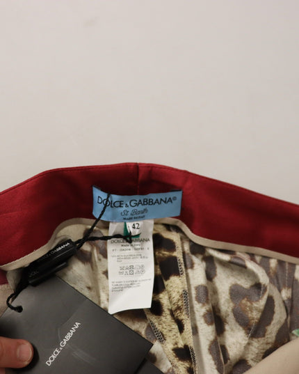 Dolce & Gabbana Multicolor Leopard Flora Printed Mid Waist Trouser Pants