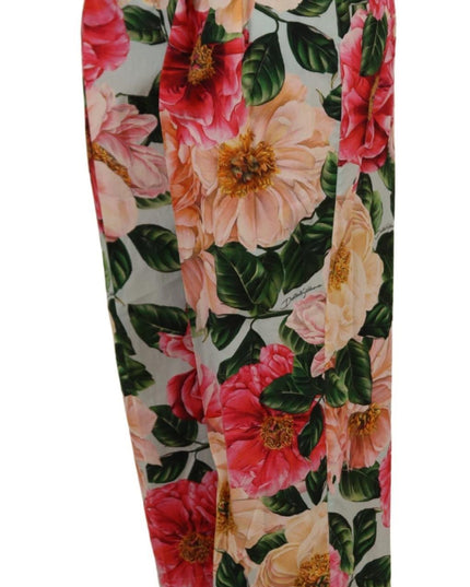 Dolce & Gabbana Multicolor Flora Printed High Waist Cropped Trouser Pants