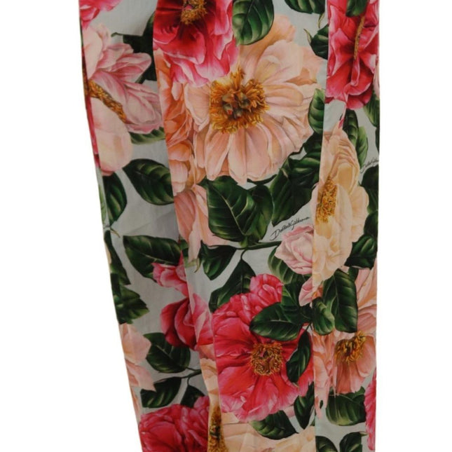 Dolce & Gabbana Multicolor Flora Printed High Waist Cropped Trouser Pants
