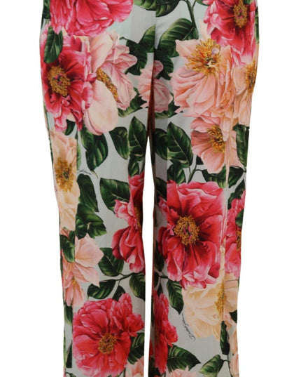Dolce & Gabbana Multicolor Flora Printed High Waist Cropped Trouser Pants