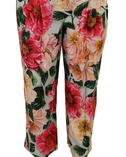 Dolce & Gabbana Multicolor Flora Printed High Waist Cropped Trouser Pants