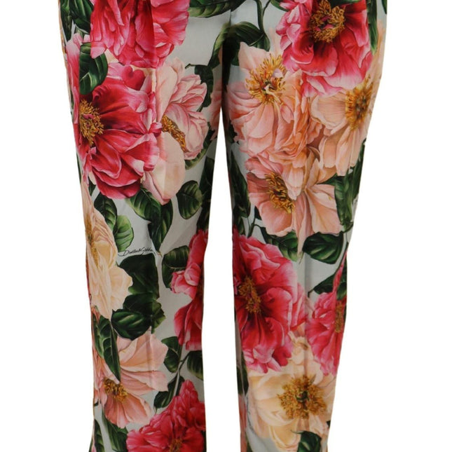 Dolce & Gabbana Multicolor Flora Printed High Waist Cropped Trouser Pants