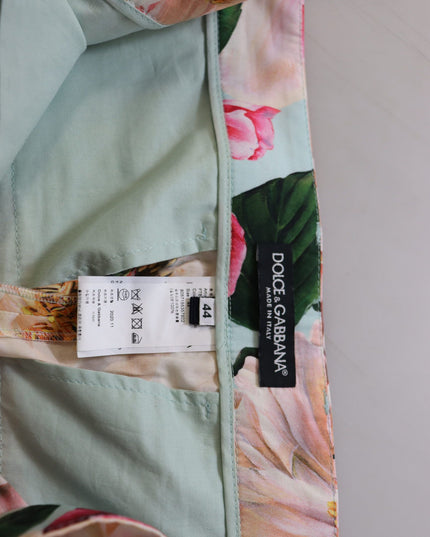 Dolce & Gabbana Multicolor Flora Printed High Waist Cropped Trouser Pants