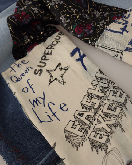 Dolce & Gabbana Multicolor Patchwork DG Fashion Wide Leg Denim Pant