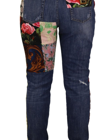 Dolce & Gabbana Blue Patchwork High Waist Denim Jeans