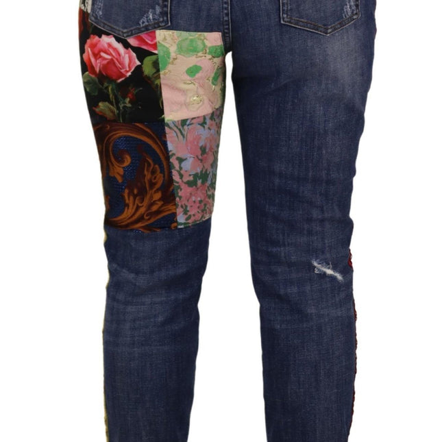 Dolce & Gabbana Blue Patchwork High Waist Denim Jeans