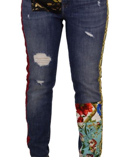 Dolce & Gabbana Blue Patchwork High Waist Denim Jeans