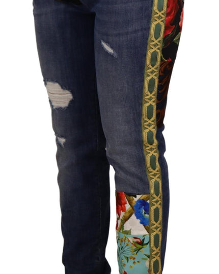 Dolce & Gabbana Blue Patchwork High Waist Denim Jeans