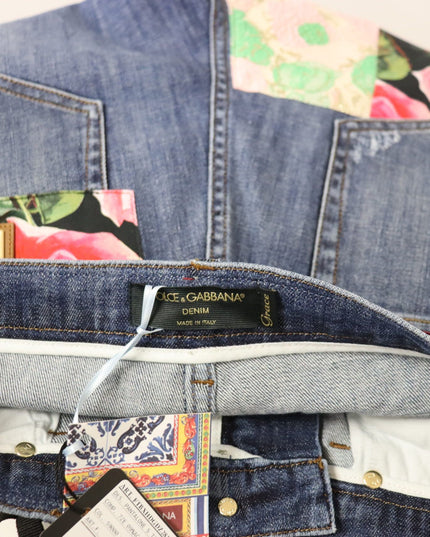 Dolce & Gabbana Blue Patchwork High Waist Denim Jeans