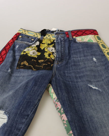 Dolce & Gabbana Blue Patchwork High Waist Denim Jeans