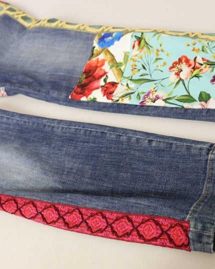 Dolce & Gabbana Blue Patchwork High Waist Denim Jeans