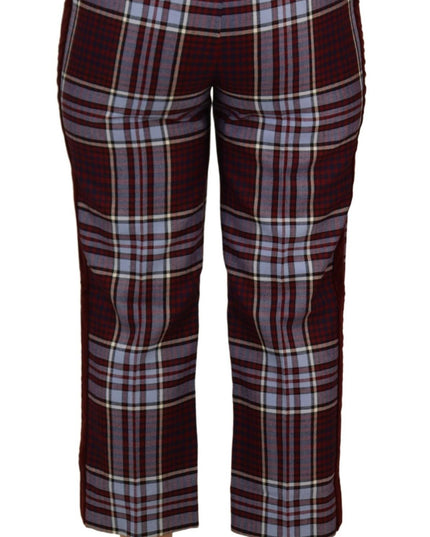 Dolce & Gabbana Gray Checked High Waist Cropped Trouser Pants