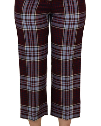Dolce & Gabbana Gray Checked High Waist Cropped Trouser Pants