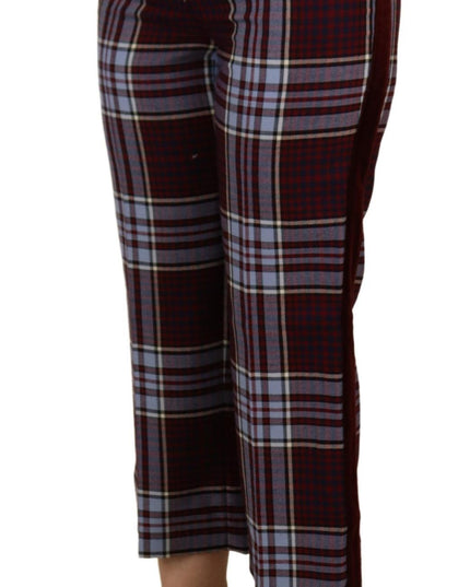 Dolce & Gabbana Gray Checked High Waist Cropped Trouser Pants