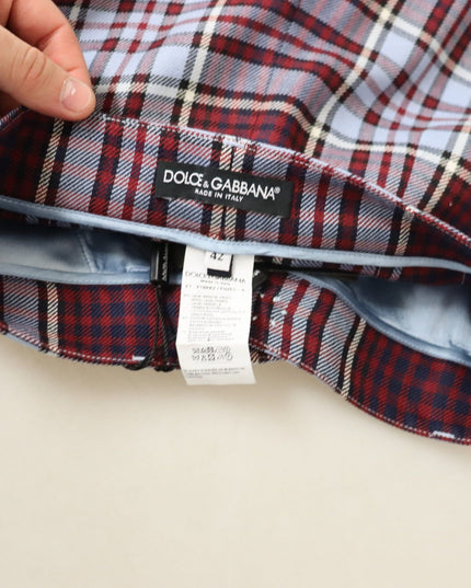 Dolce & Gabbana Gray Checked High Waist Cropped Trouser Pants