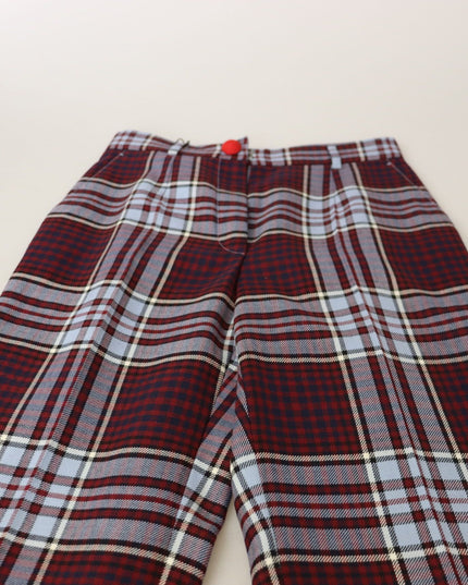 Dolce & Gabbana Gray Checked High Waist Cropped Trouser Pants