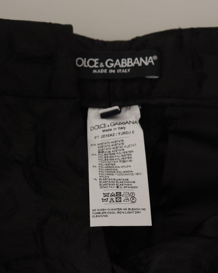 Dolce & Gabbana Black Brocade Cropped High Waist Pants
