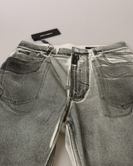 Dolce & Gabbana Grey Washed High Waist Denim Pants Cotton Jeans