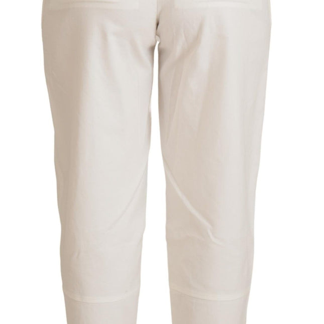 Dolce & Gabbana White High Waist Tapered Women Cotton Pants