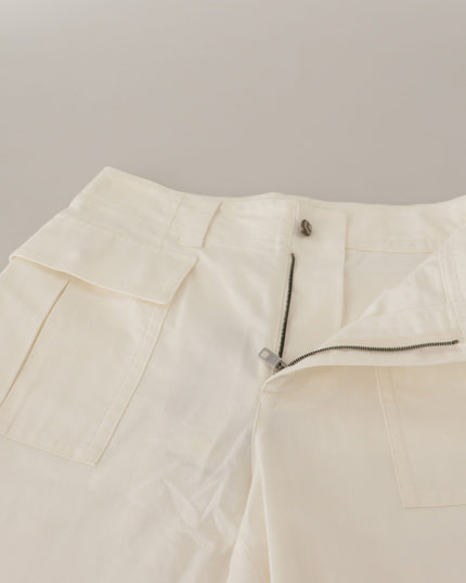 Dolce & Gabbana White High Waist Tapered Women Cotton Pants