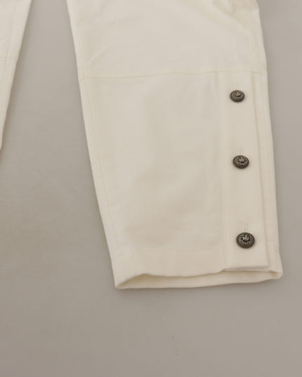 Dolce & Gabbana White High Waist Tapered Women Cotton Pants