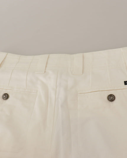 Dolce & Gabbana White High Waist Tapered Women Cotton Pants