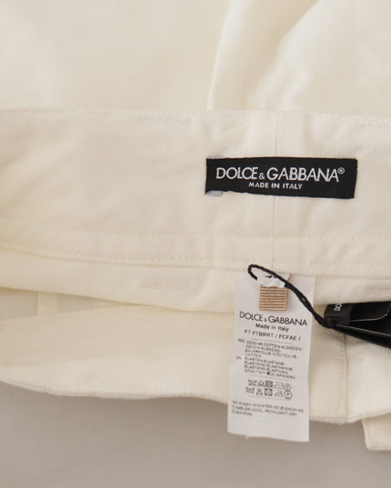 Dolce & Gabbana White High Waist Tapered Women Cotton Pants