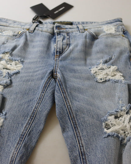 Dolce & Gabbana Blue Cotton Stretch Skinny Low Waist Denim Jeans