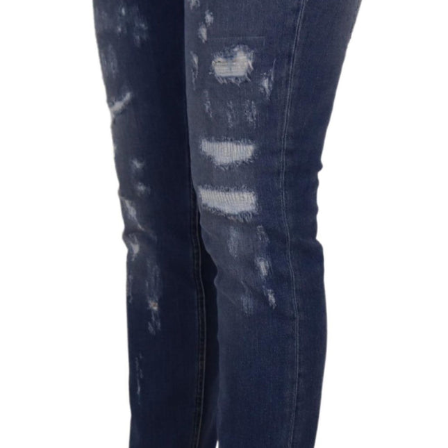 Dolce & Gabbana Blue Washed Cotton Skinny Low Waist Denim Jeans