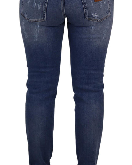 Dolce & Gabbana Blue Washed Cotton Skinny Low Waist Denim Jeans