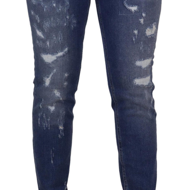 Dolce & Gabbana Blue Washed Cotton Skinny Low Waist Denim Jeans